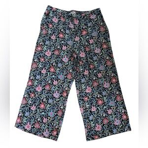 LOFT Wide Leg Pants Womens XXL Tall Elastic Black Floral Flowy Romantic NWT